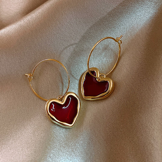 Cute Red Heart Earrings