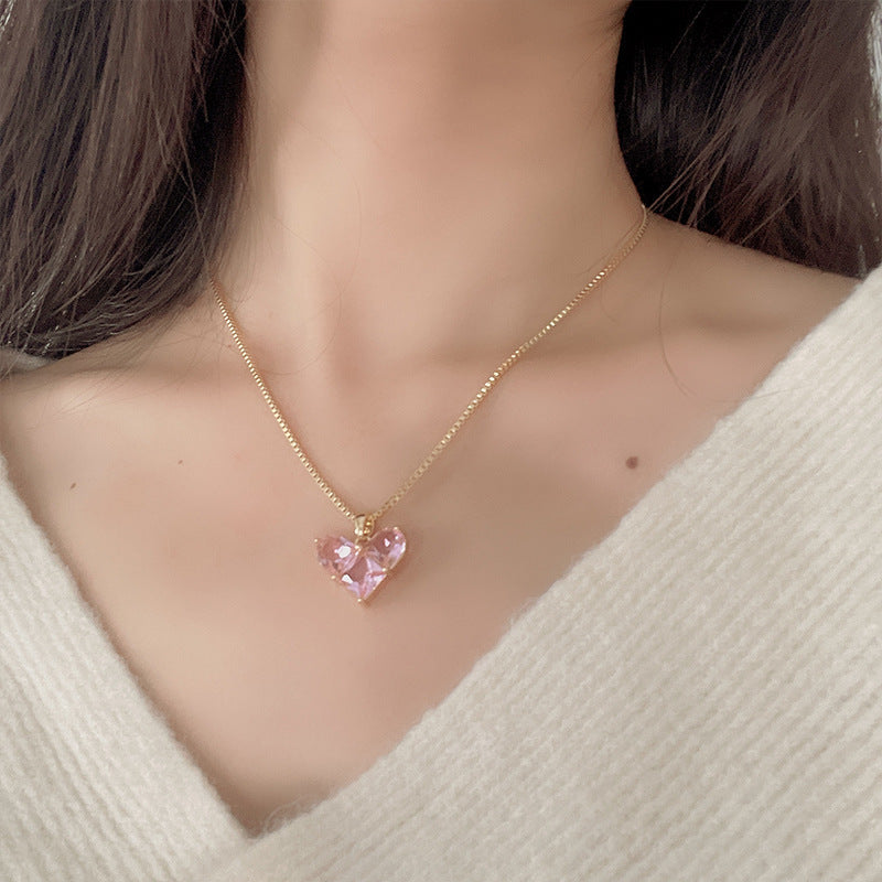 Pink Crystal Heart Necklace