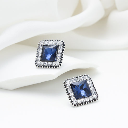 Blue Diamond Crystal Earrings