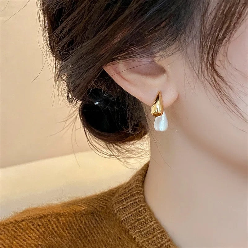 Gold and Silver Water Droplet Earrings