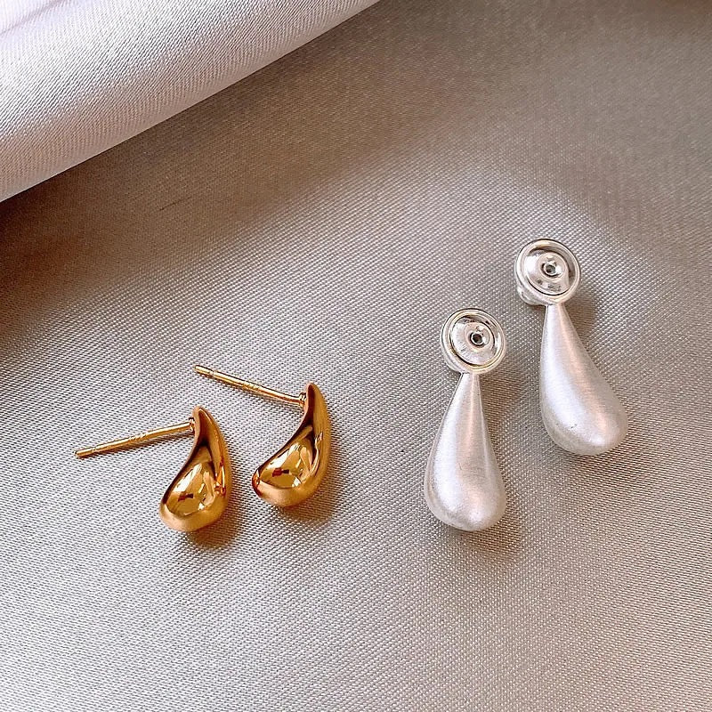 Gold and Silver Water Droplet Earrings