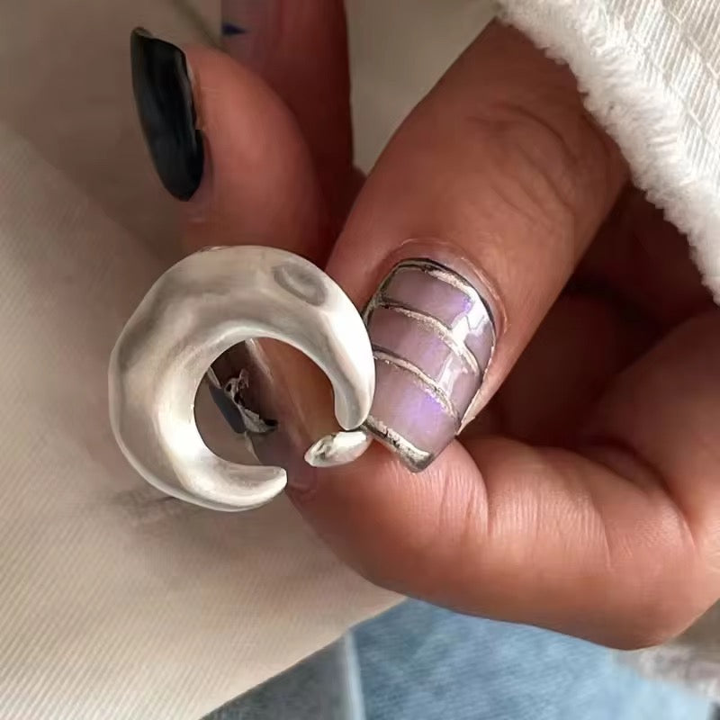 Moon Shape Open Finger Chunky Ring