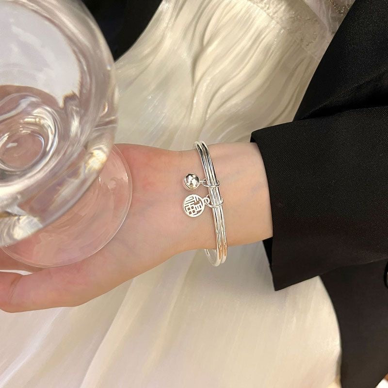 Lucky Sign Coin Double Layer Bangle