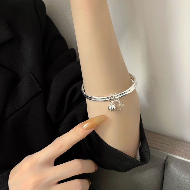 Lucky Sign Coin Double Layer Bangle