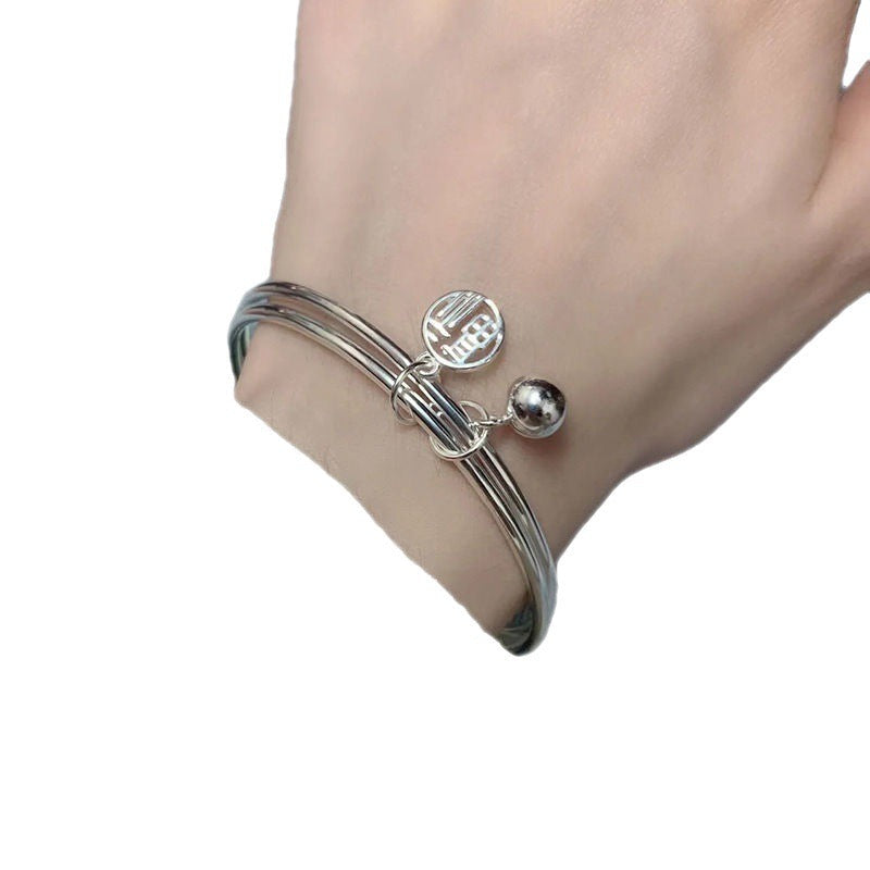 Lucky Sign Coin Double Layer Bangle