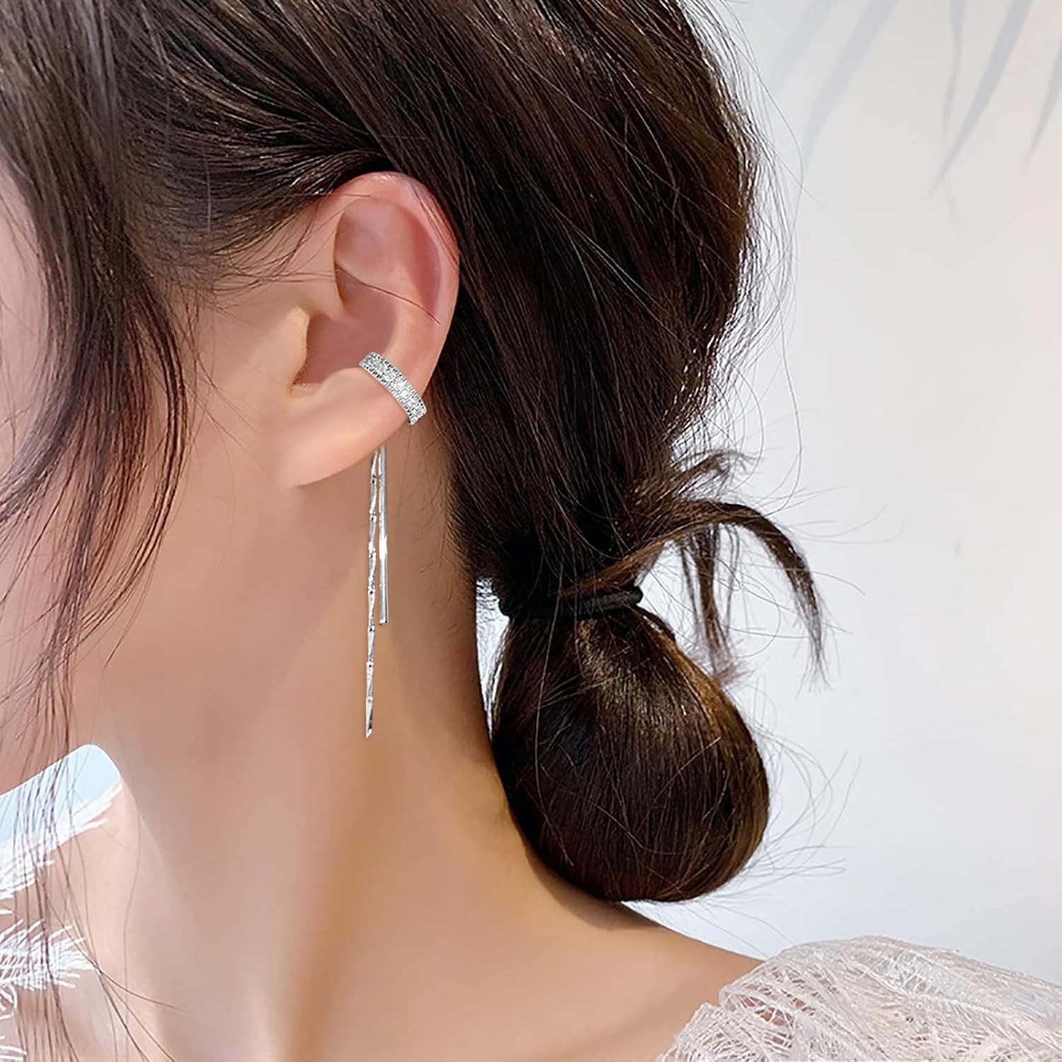 Silver Long Tassel Earrings