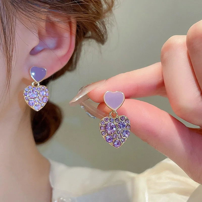 Sweet Purple Heart Earrings