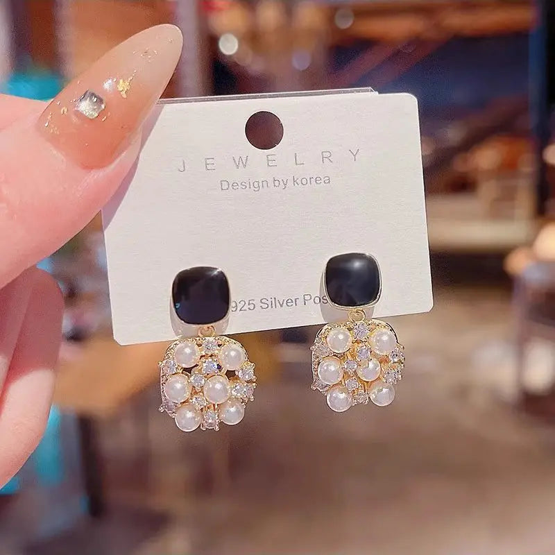 Delicate Cubic Pearl Earrings
