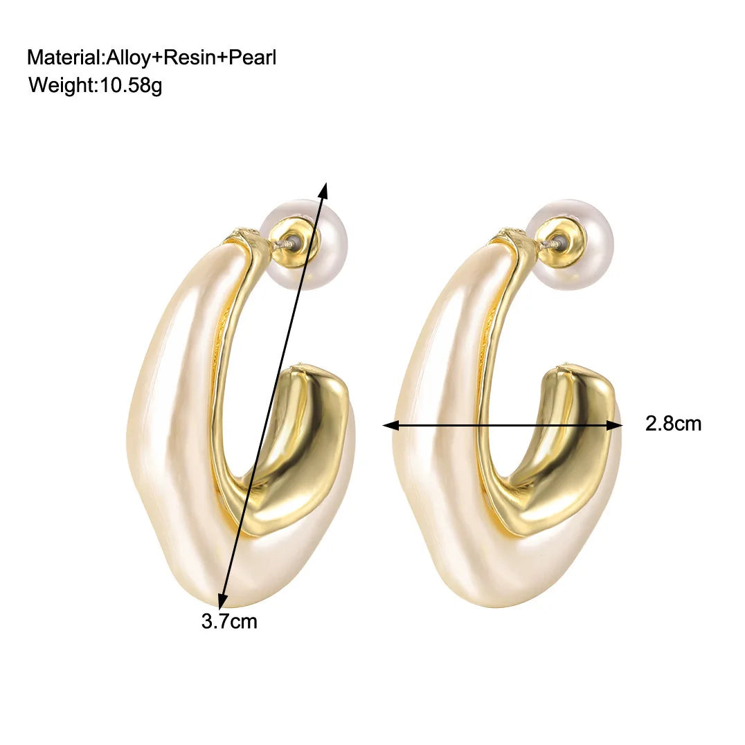 C Shaped  Pearl Earrings