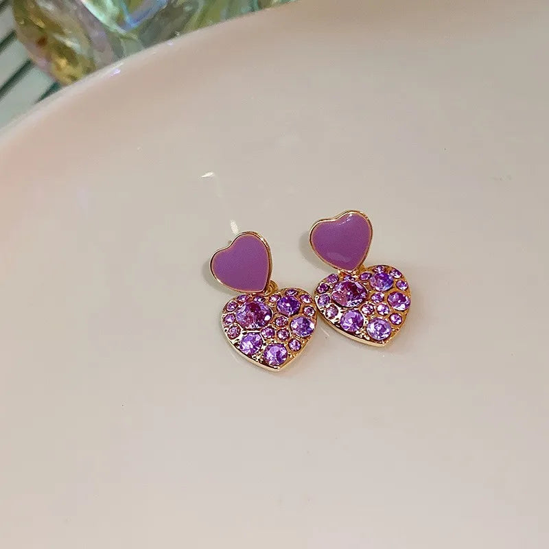 Sweet Purple Heart Earrings
