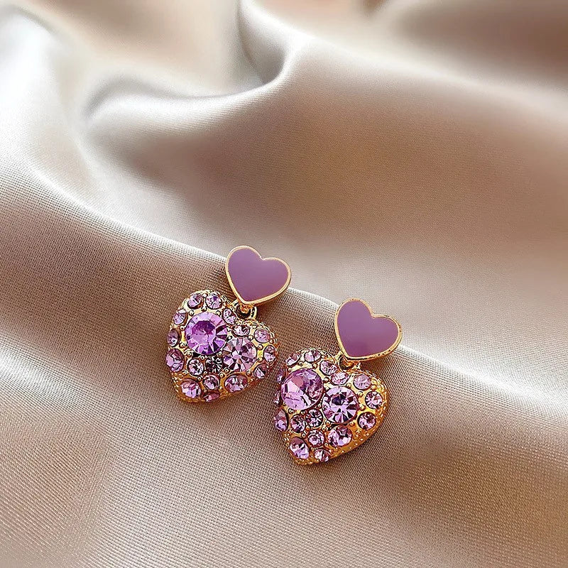 Sweet Purple Heart Earrings