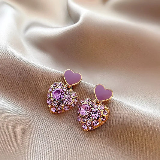 Sweet Purple Heart Earrings