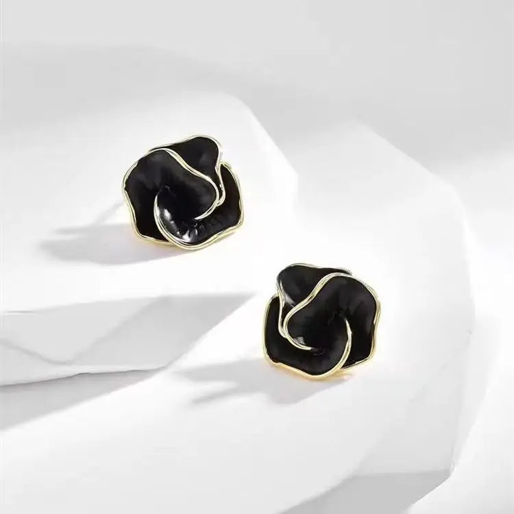 Black Flower Stud Earrings