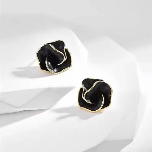 Black Flower Stud Earrings