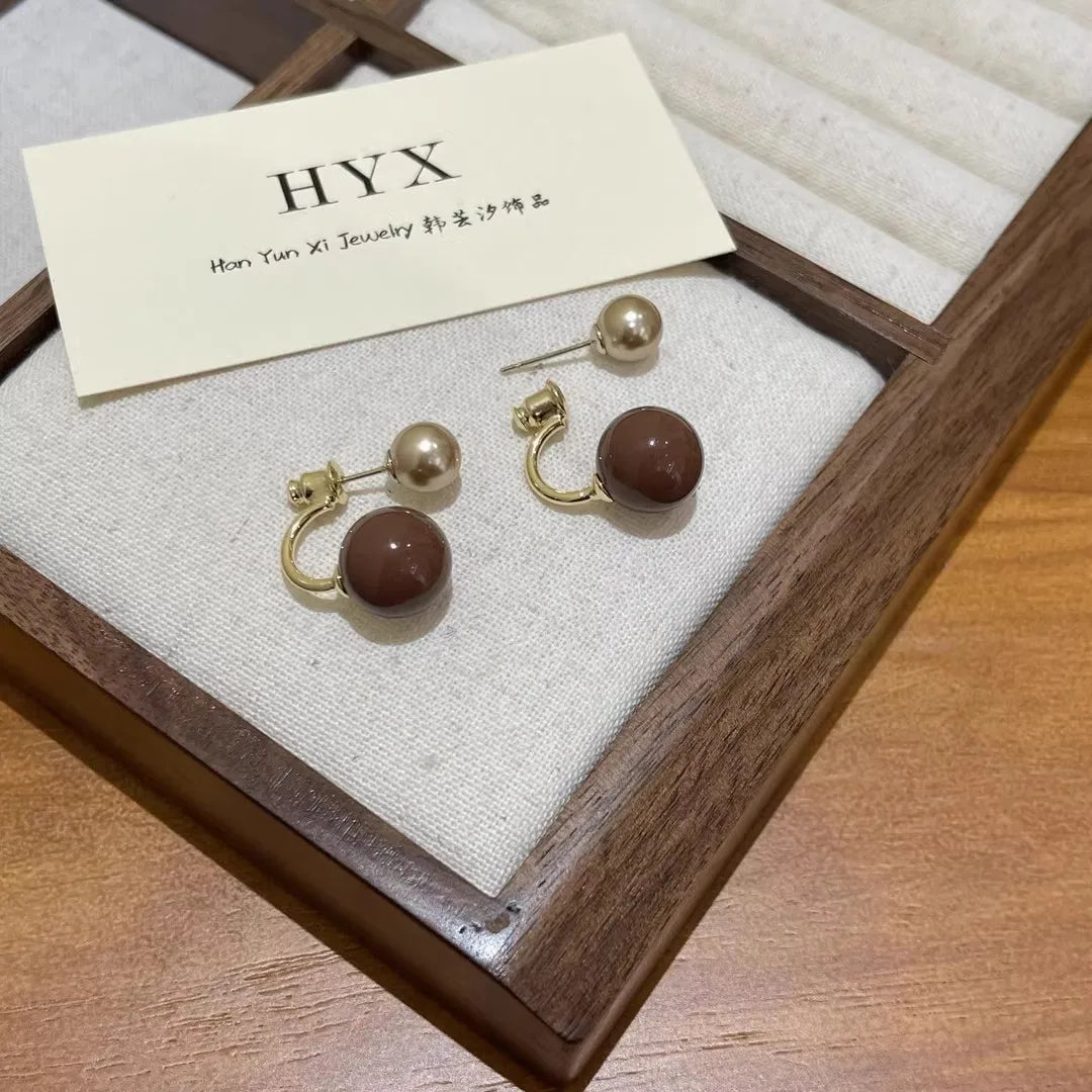 Coffee Color Pearl Earrings