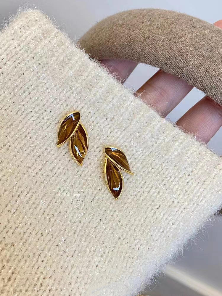 Brown Leaf Earrings