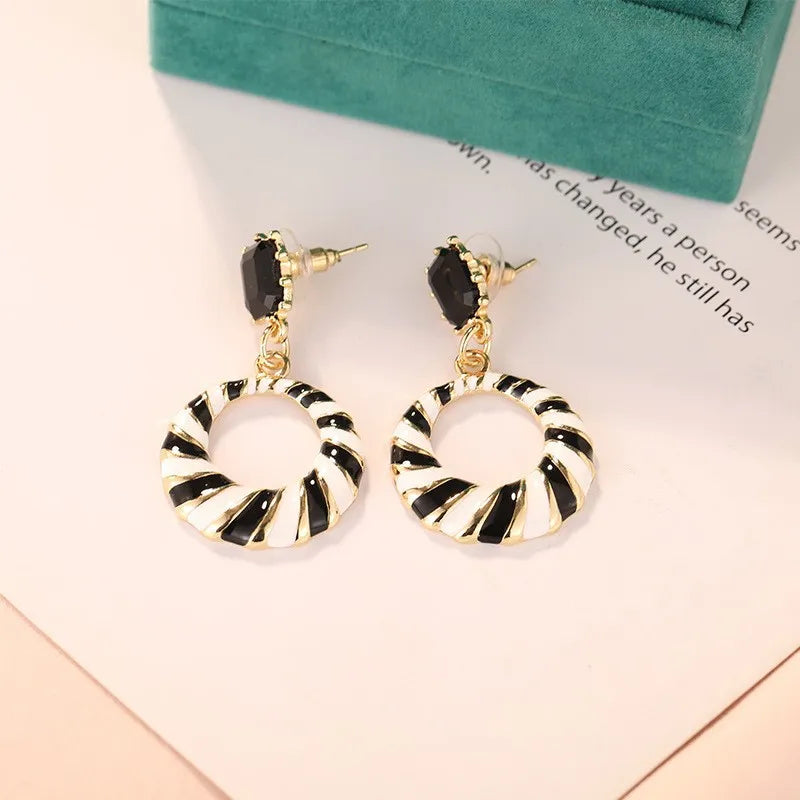 Black and White Striped Earrings