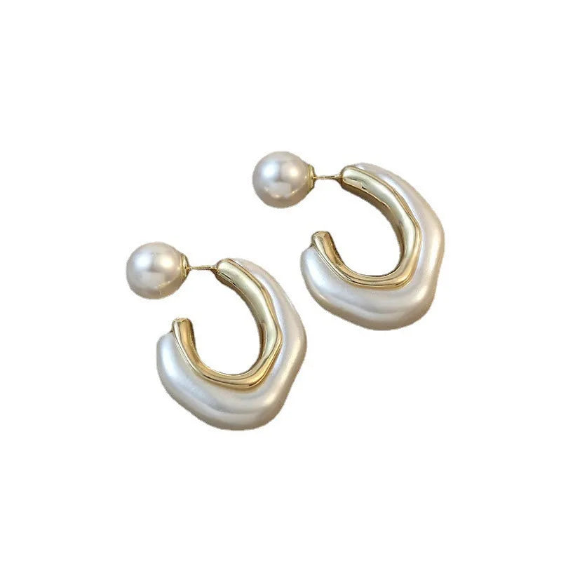 C Shaped  Pearl Earrings