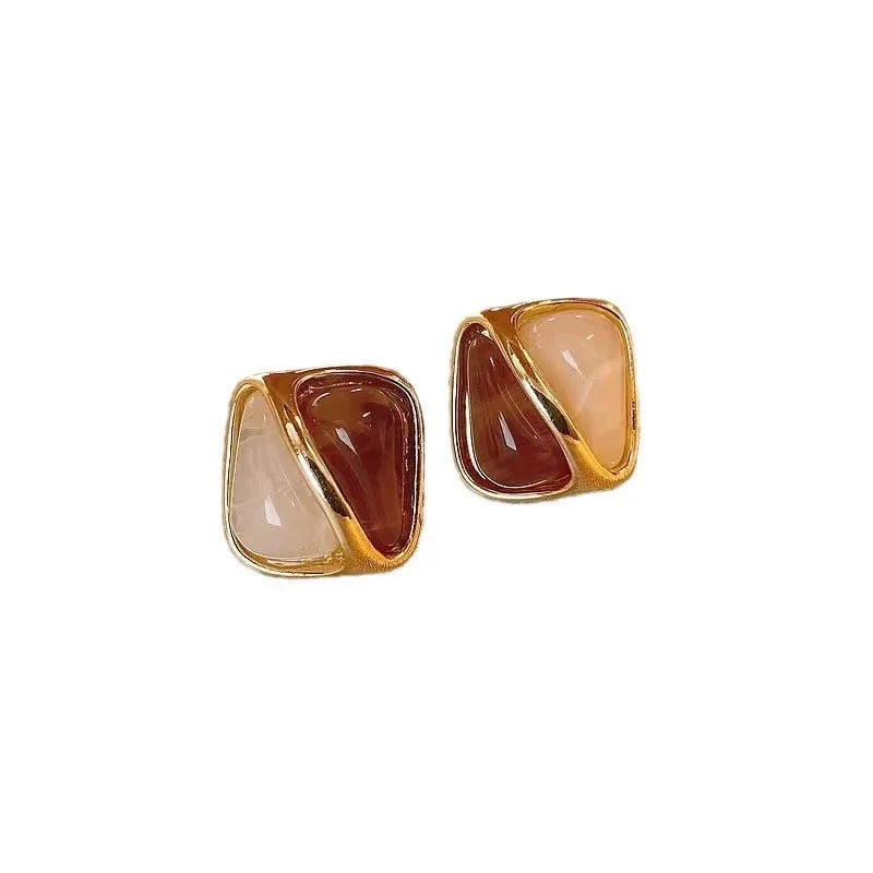 Caramel Square Stud Earrings