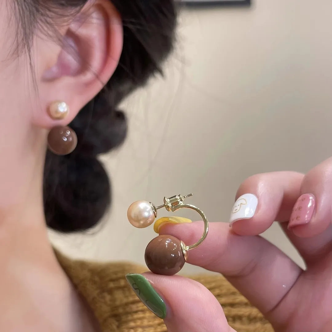 Coffee Color Pearl Earrings