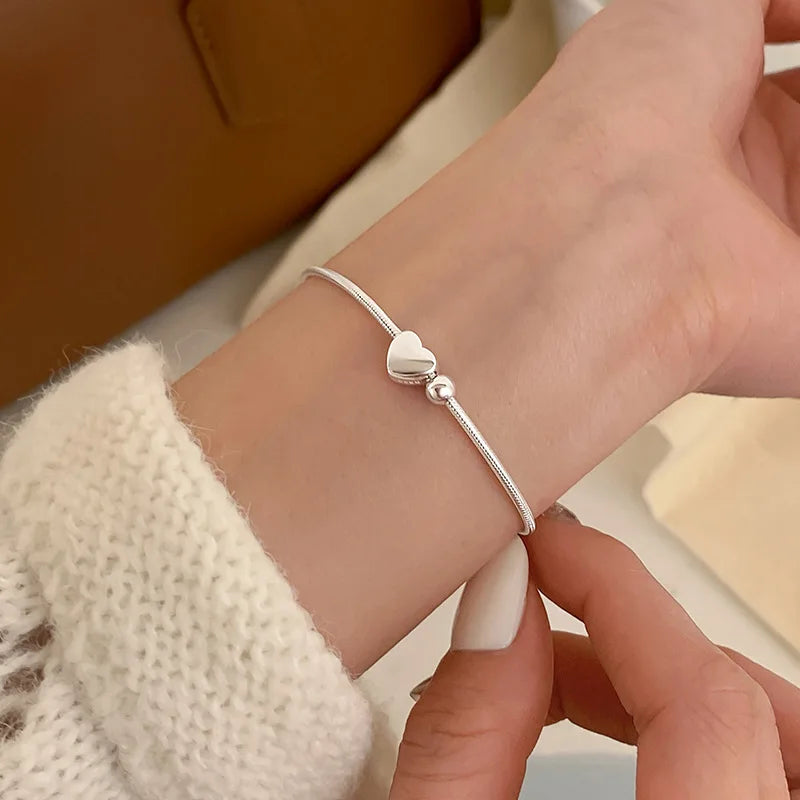 Silver Plated Heart-Shaped Bracelet