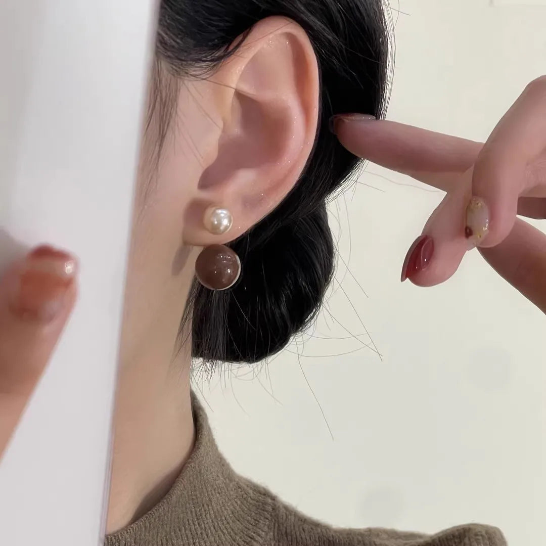 Coffee Color Pearl Earrings