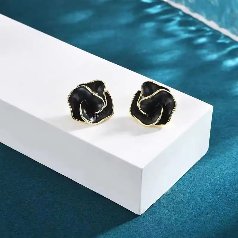 Black Flower Stud Earrings