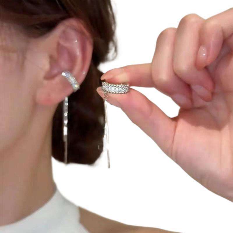 Silver Long Tassel Earrings