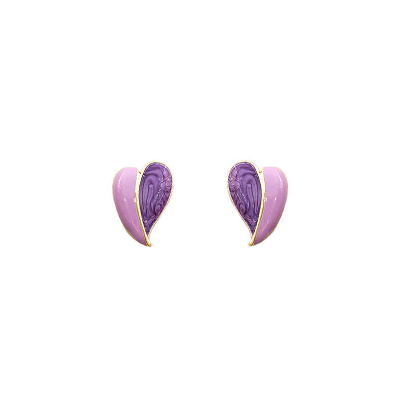 Pink Enamel Heart Earrings