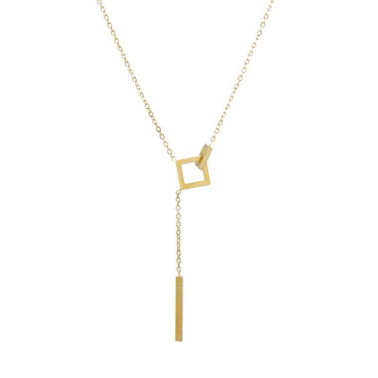 Geometric Bar Circle Necklace