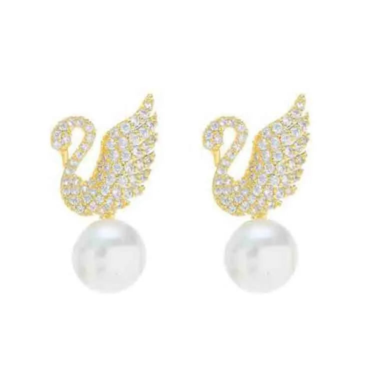 Swan and Pearl Earrings