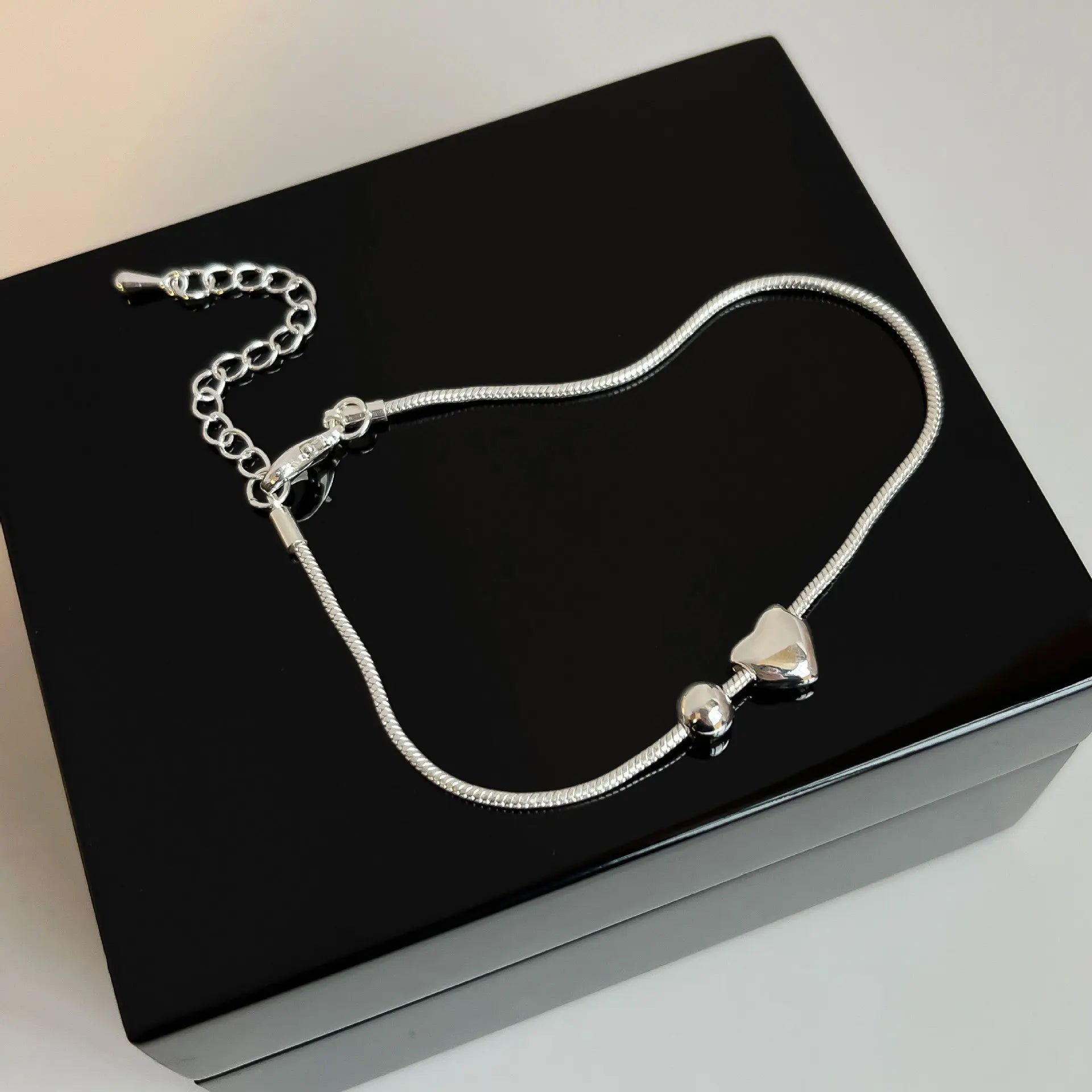 Silver Plated Heart-Shaped Bracelet