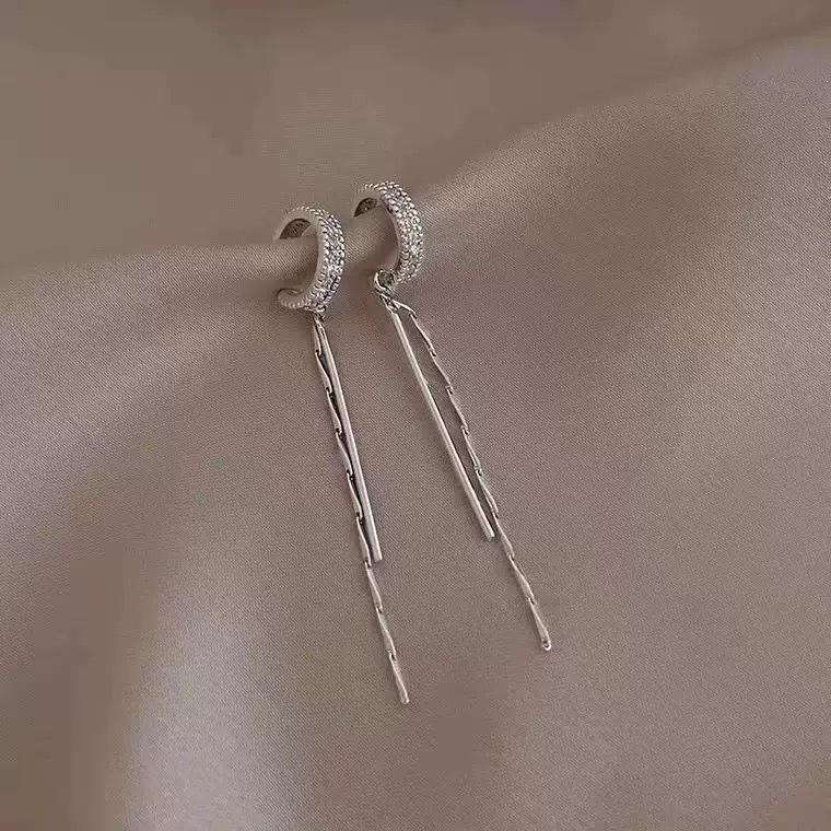 Silver Long Tassel Earrings