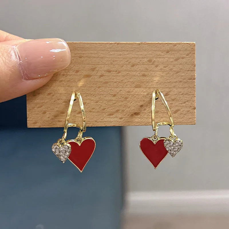 Heart Shaped Dangling Earrings