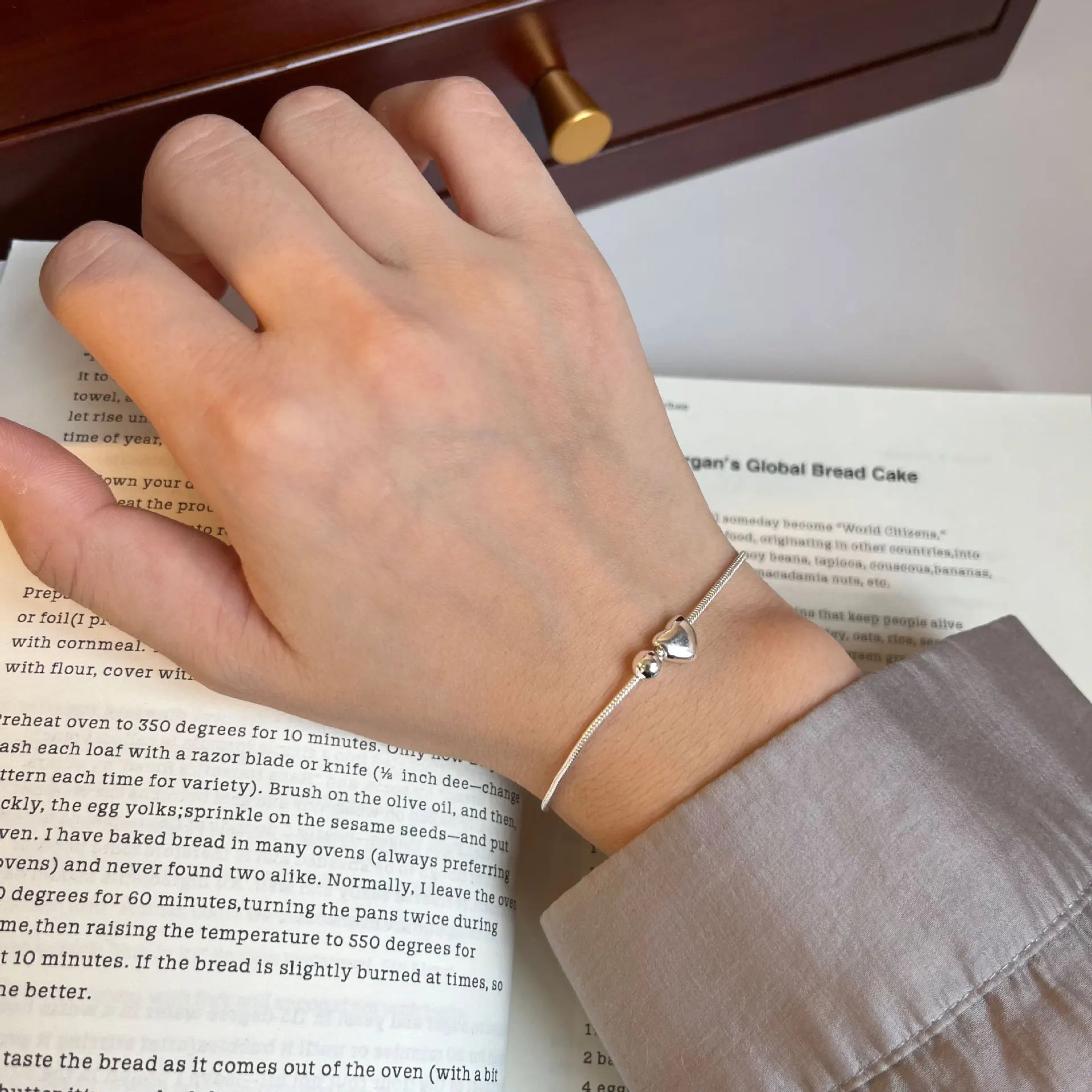 Silver Plated Heart-Shaped Bracelet