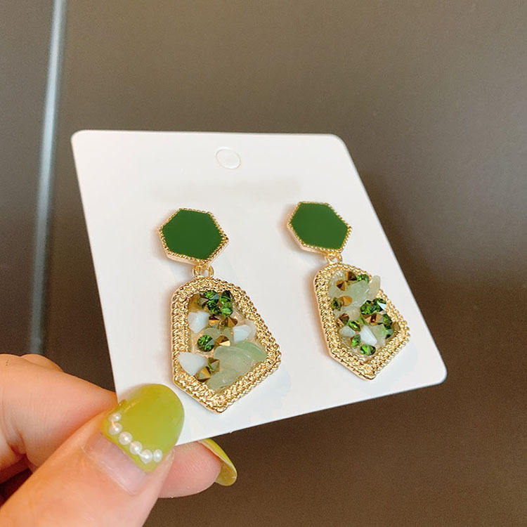Irregular Green Beige Earrings
