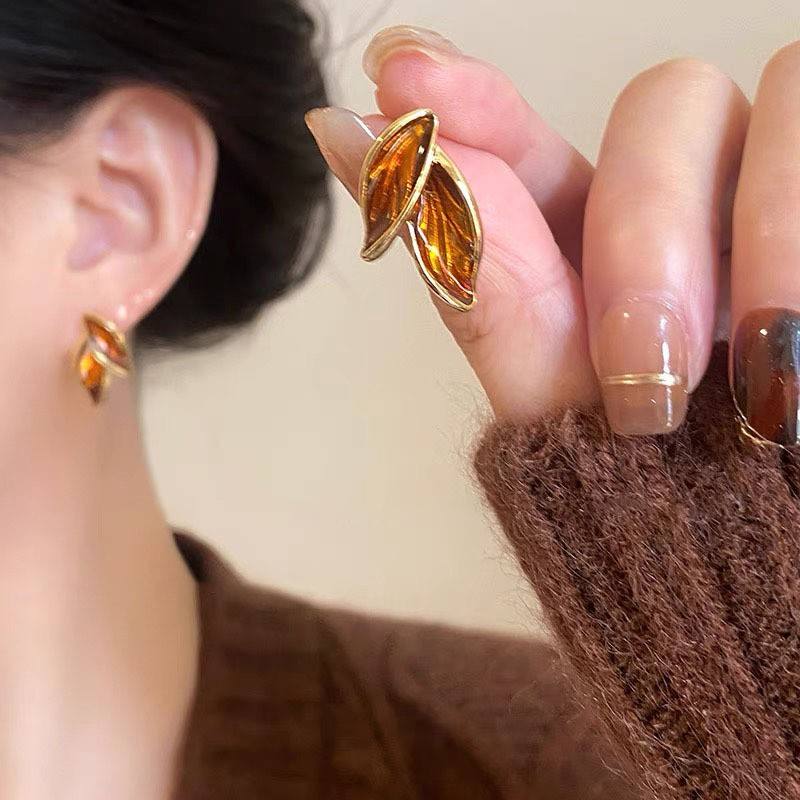 Brown Leaf Earrings