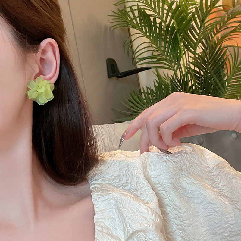 Green Floral Bridal Ear Stud