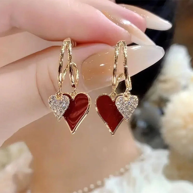 Heart Shaped Dangling Earrings