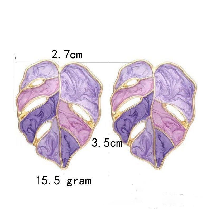 Enamel Leaf Stud Earrings