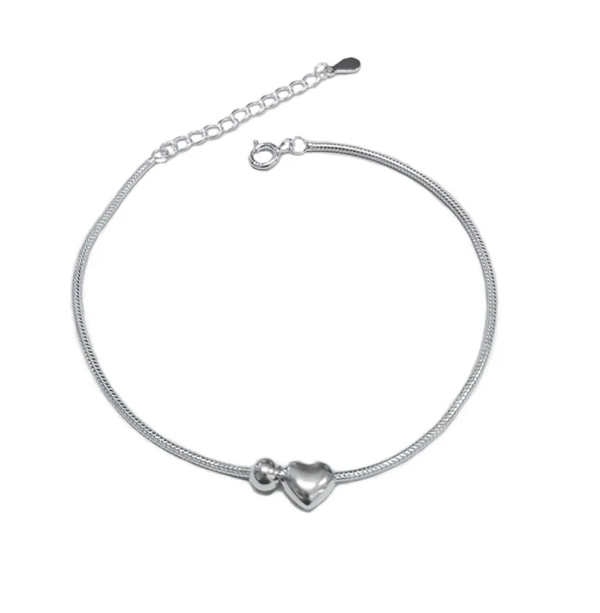 Silver Plated Heart-Shaped Bracelet