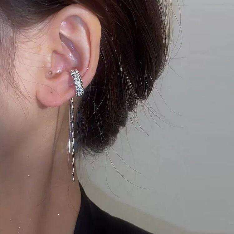 Silver Long Tassel Earrings