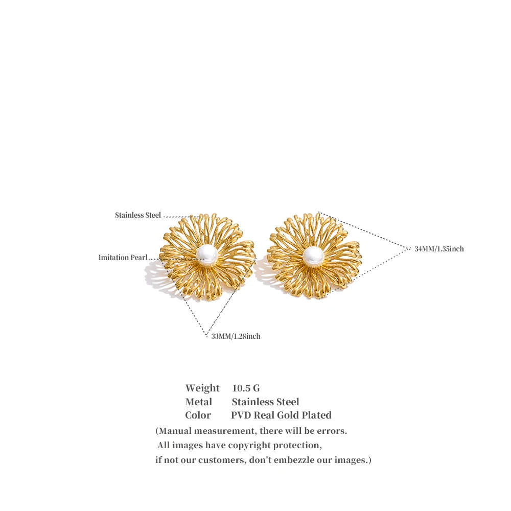 Fashion Flower Pearl Earrings