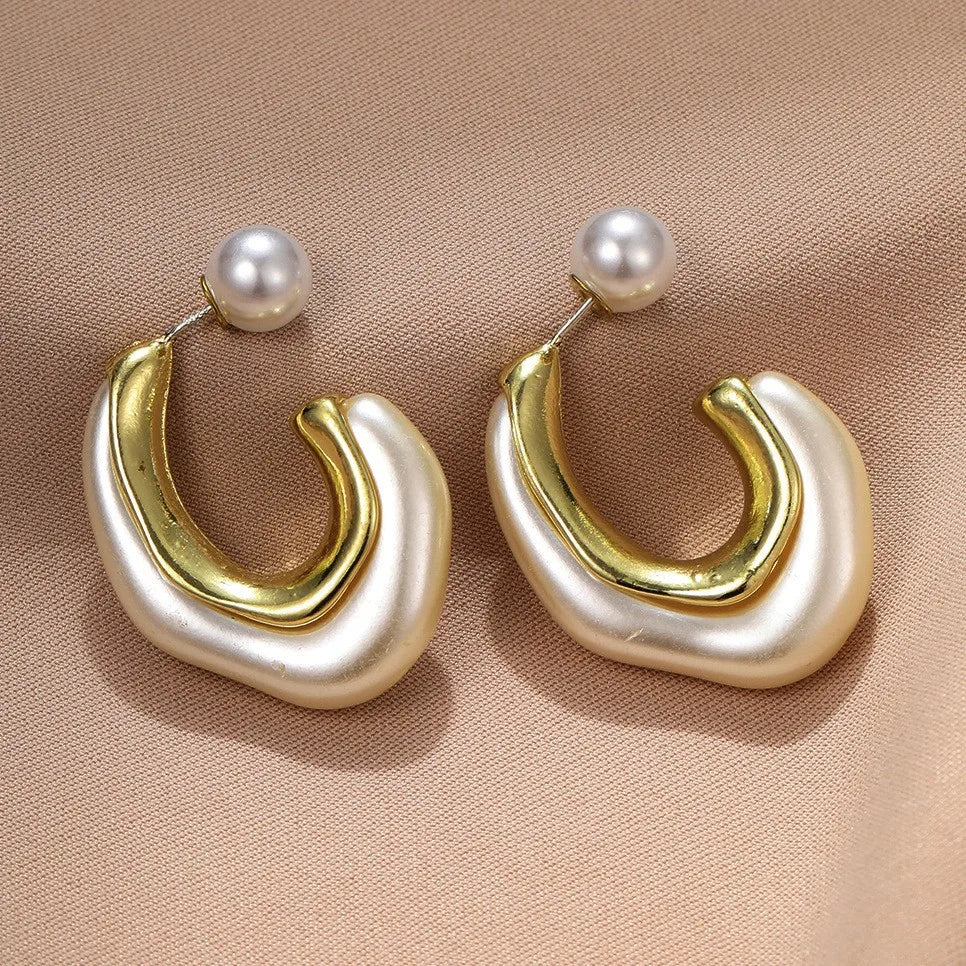 C Shaped  Pearl Earrings