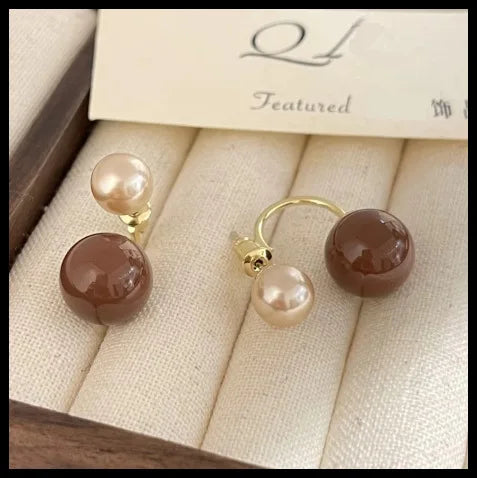 Coffee Color Pearl Earrings