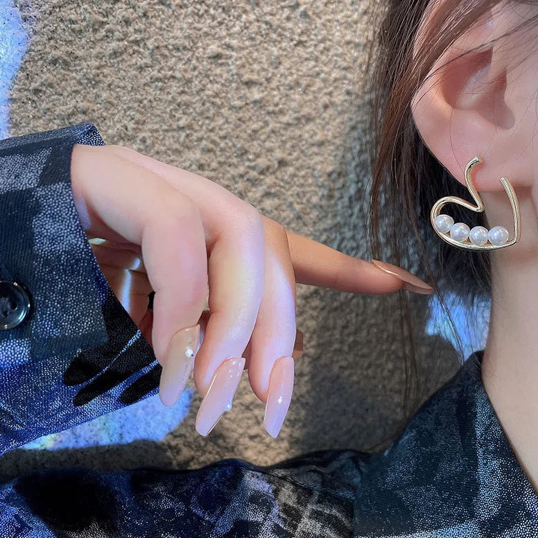 Pearl Heart Stud Earrings