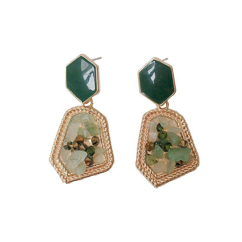 Irregular Green Beige Earrings
