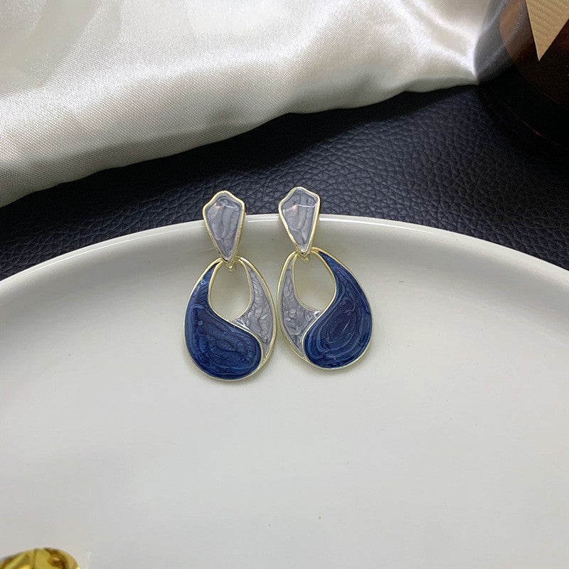 High-end blue water drop earrings