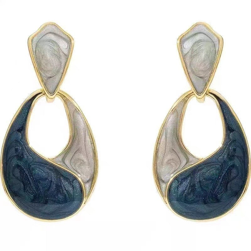 High-end blue water drop earrings