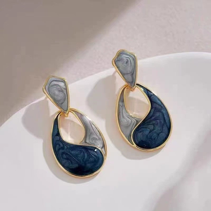High-end blue water drop earrings